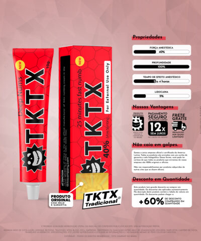Pomada Anestésica TKTX Vermelha 40% Original