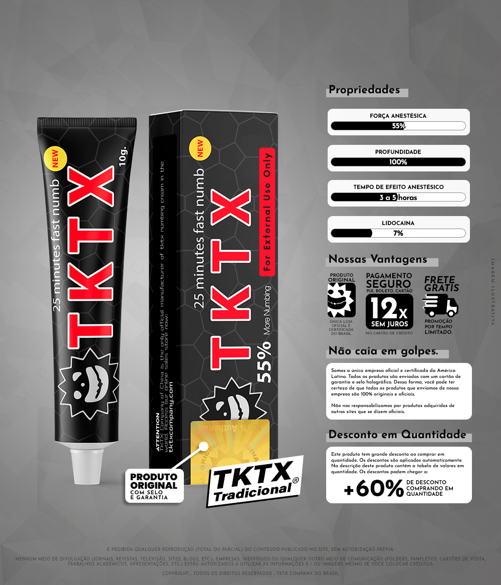 Pomada Anestésica TKTX Amarela 55% Original